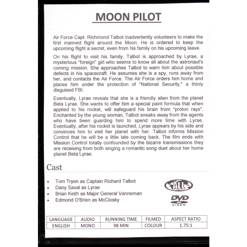 MOON PILOT - TOM TYRON & BRIAN KEITH  ALL  REGION DVD