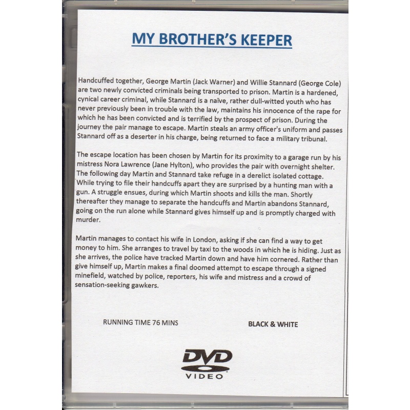 MY BROTHER'S KEEPER - JACK WARNER ALL  REGION DVD