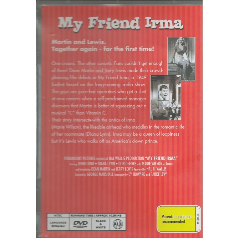 MY FRIEND IRMA - DEAN MARTIN & JERRY LEWIS ALL REGION DVD