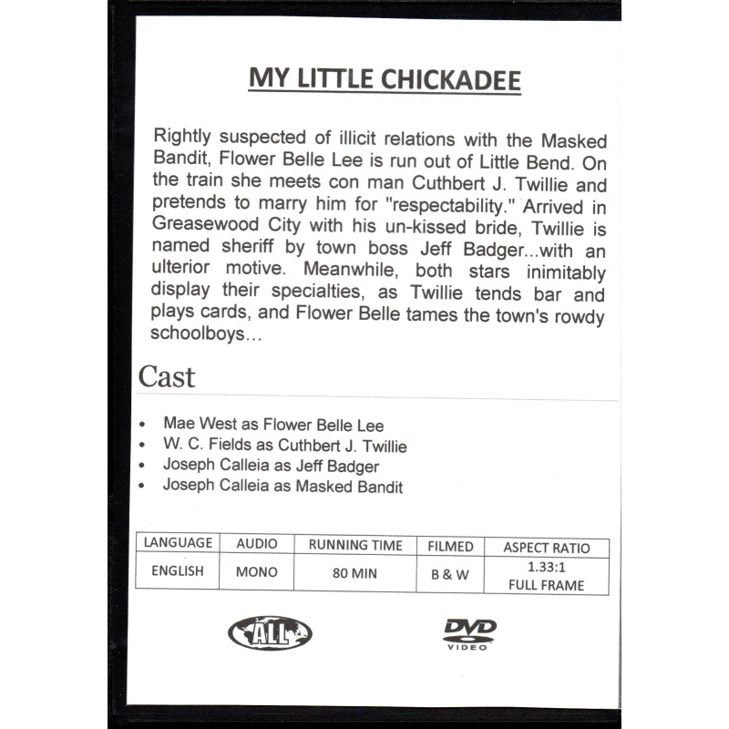 MY LITTLE CHICKADEE - MAE WEST ALL  REGION DVD