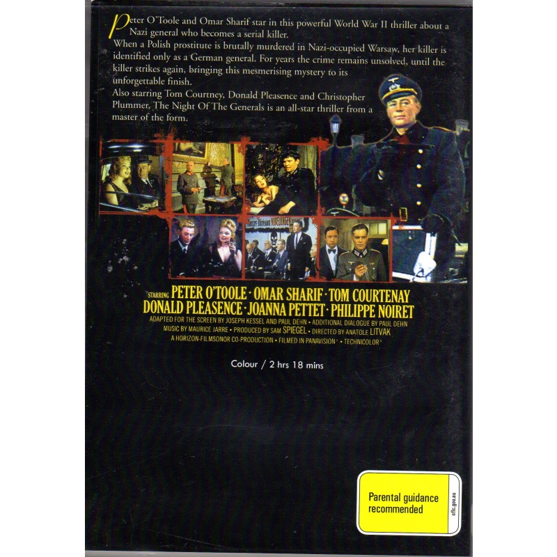 NIGHT OF THE GENERALS - PETER O&#039;TOOLE & OMAR SHARIF ALL REGION DVD
