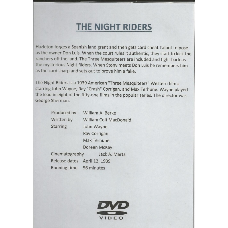 NIGHT RIDERS - JOHN WAYNE - ALL REGION DVD