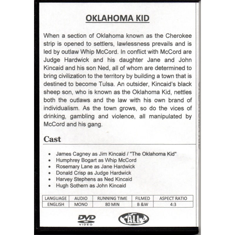 OKLAHOMA KID - JAMES CAGNEY & HUMPHREY BOGART  ALL REGION DVD