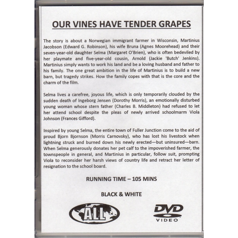 OUR VINES HAVE TENDER GRAPES - EDWARD G ROBINSON  -  ALL REGION DVD