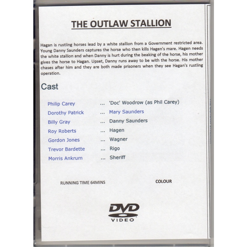OUTLAW STALLION - PHILIP CAREY  ALL REGION DVD