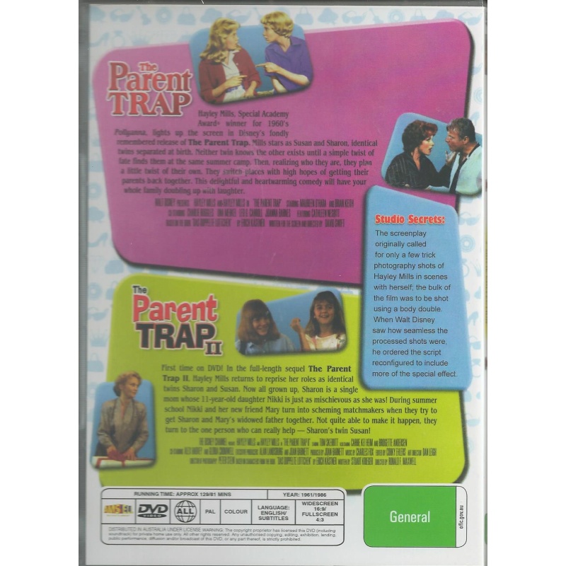 PARENT TRAP  1 & 2 - HAYLEY MILLS ALL REGION DVD
