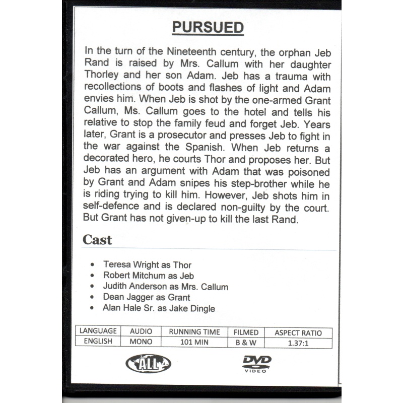 PURSUED - ROBERT MITCHUM -  ALL REGION DVD