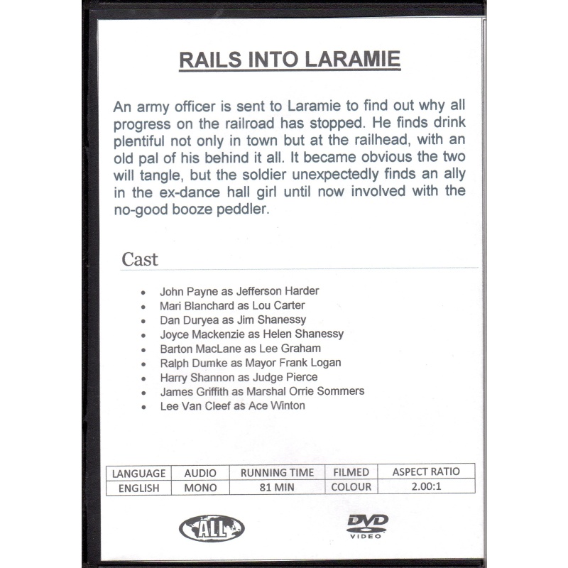 RAILS INTO LARAMIE - JOHN PAYNE & DAN DURYEA ALL REGION DVD
