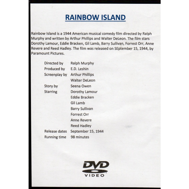 RAINBOW ISLAND - DOROTHY L'AMOUR ALL REGION DVD