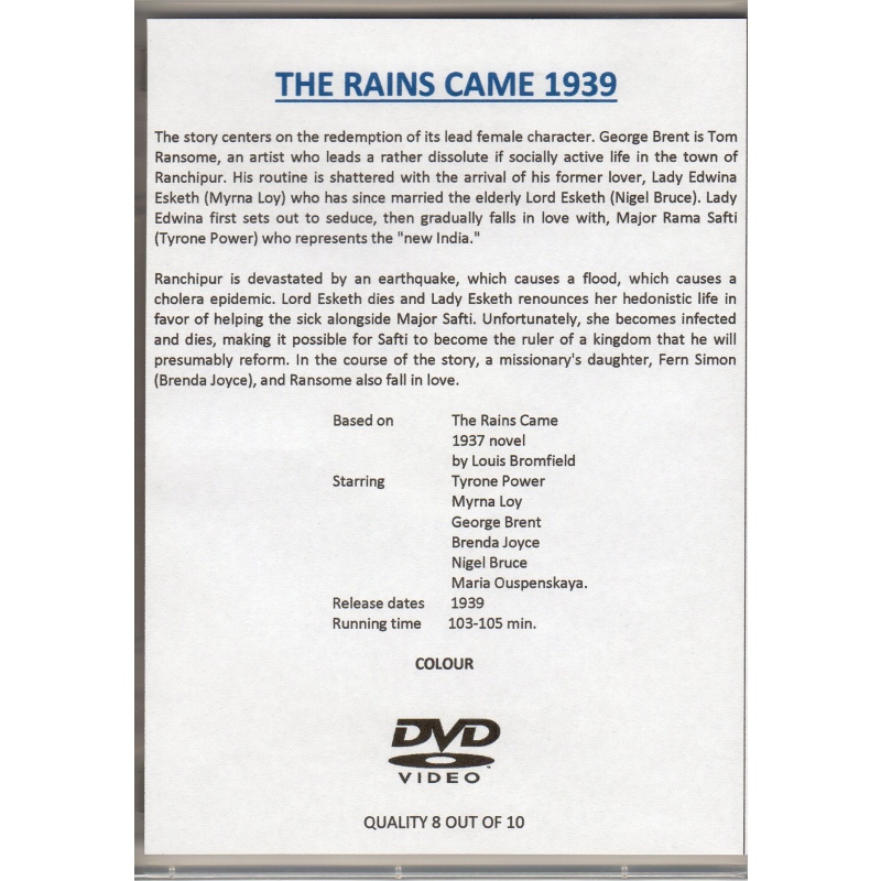 RAINS CAME, THE - TYRONE POWER ALL REGION DVD