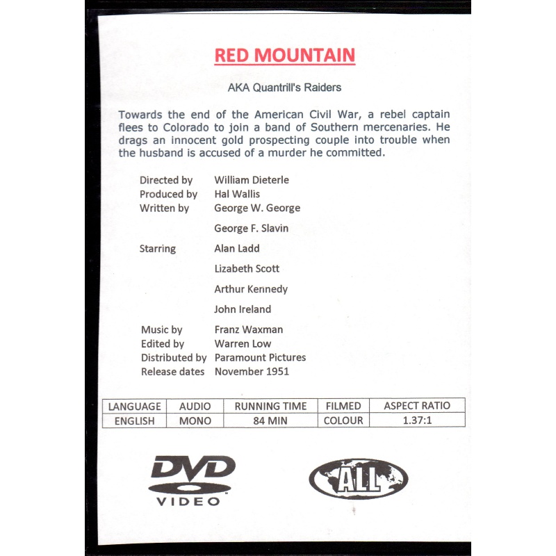 RED MOUNTAIN - ALAN LADD ALL REGION DVD