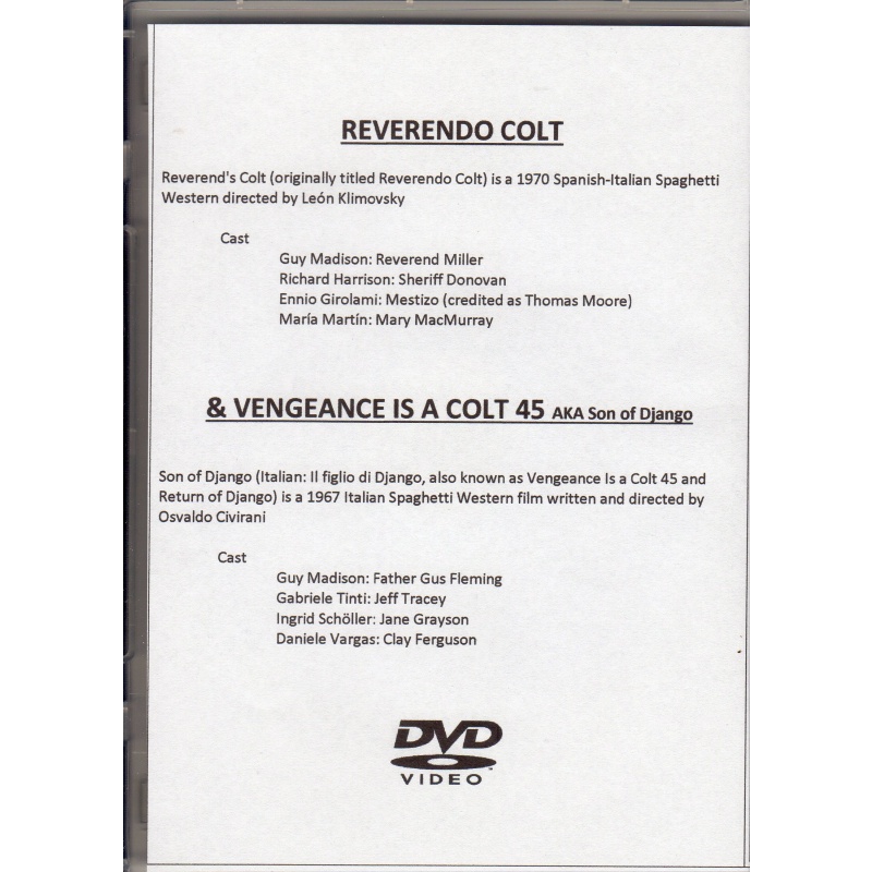 REVEREND COLT/VENGEANCE IS A COLT - GUY MADISON ALL REGION DVD