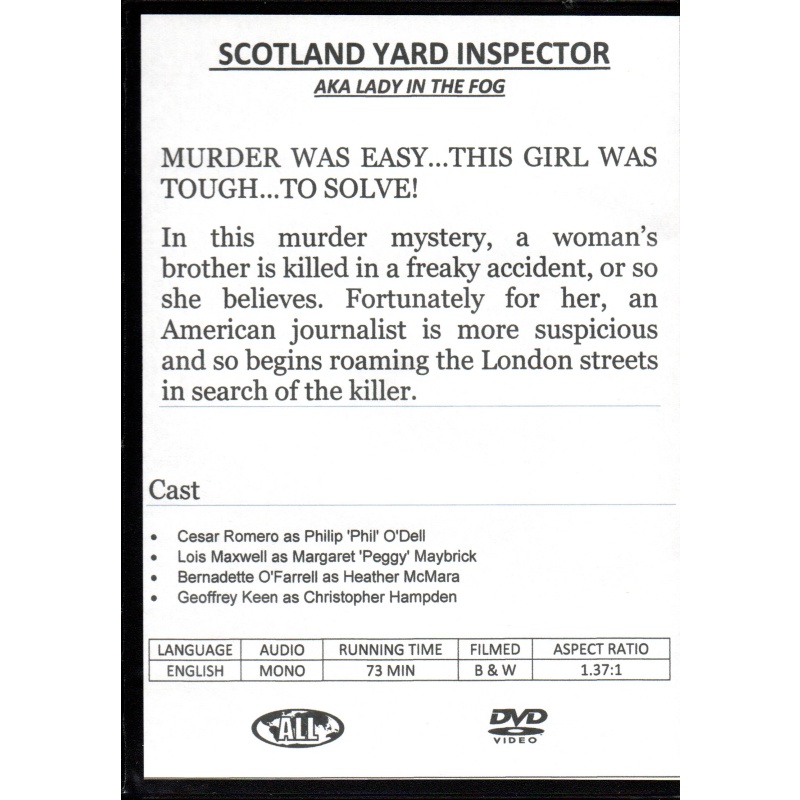 SCOTLAND YARD INSPECTOR AKD LADY IN THE FOG -  ALL REGION DVD