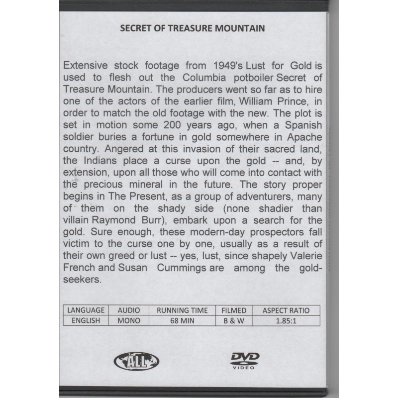 SECRET OF TREASURE MOUNTAIN - RAYMOND BURR ALL REGION DVD