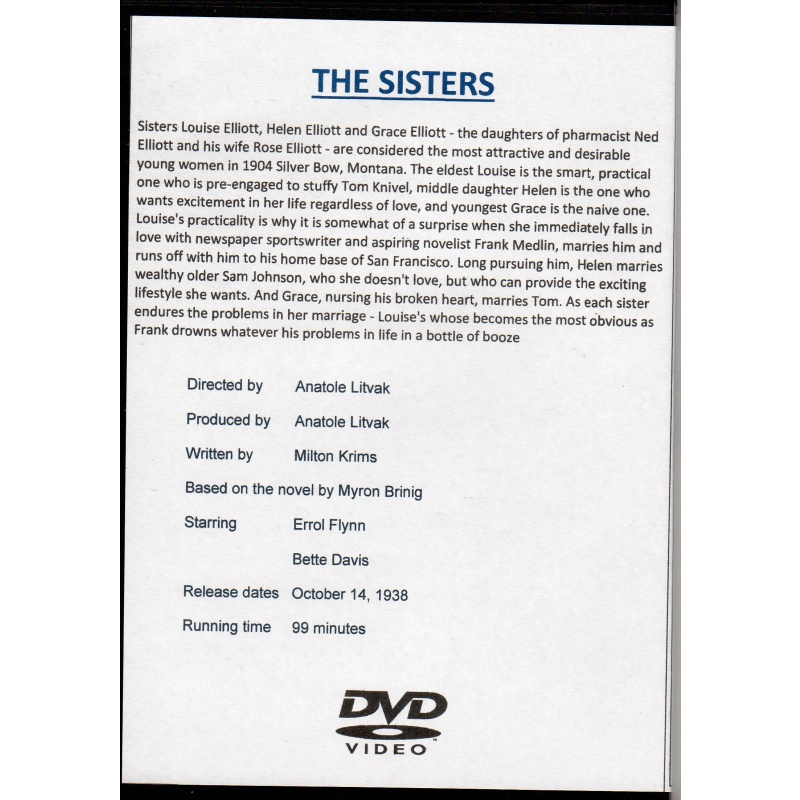 SISTERS - ERROL FLYNN & BETTE DAVIS - ALL REGION DVD