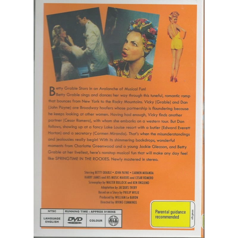 SPRINGTIME IN THE ROCKIES - BETTY GRABLE & JOHN PAYNE ALL REGION DVD