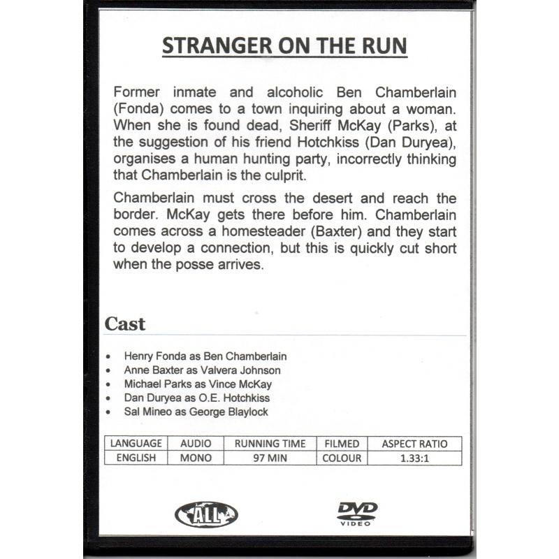 STRANGER ON THE RUN - STARRING HENRY FONDA ALL REGION DVD