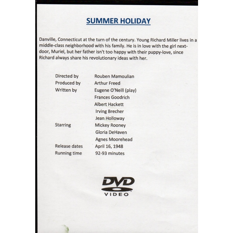 SUMMER HOLIDAY - MICKEY ROONEY & AGNES MOOREHEAD  - ALL REGION DVD