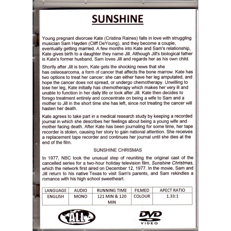 SUNSHINE & SUNSHINE CHRISTMAS - TV MOVIE 1973/77  - ALL REGION DVD