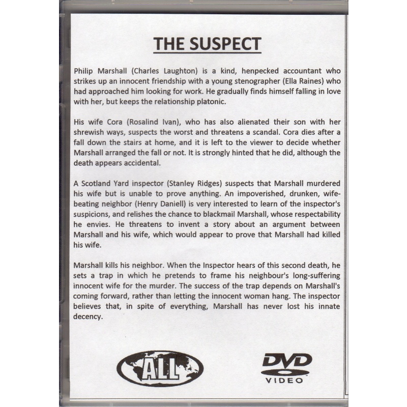 SUSPECT - CHARLES LAUGHTON  - ALL REGION DVD