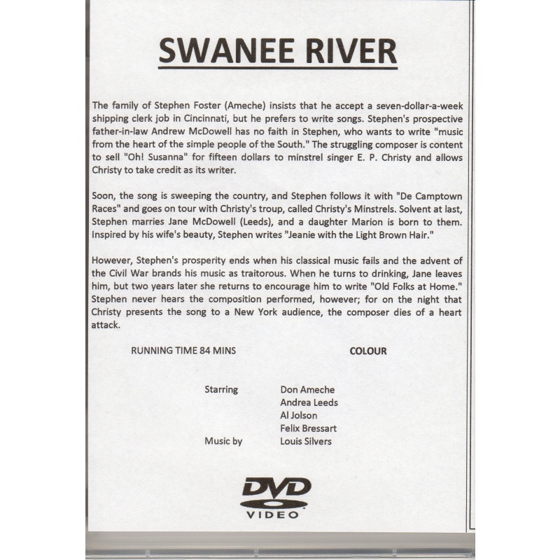 SWANEE RIVER - DON AMECHE & AL JOLSON - ALL REGION DVD