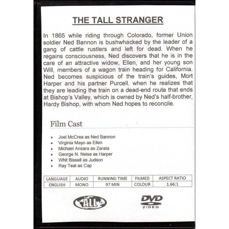 TALL STRANGER - STARRING JOEL McCREA & VIRGINIA MAYO ALL REGION DVD