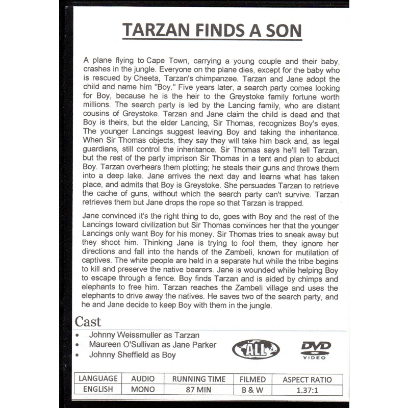 TARZAN FINDS A SON - JOHNNY WEISSMULLER NEW ALL REGION DVD