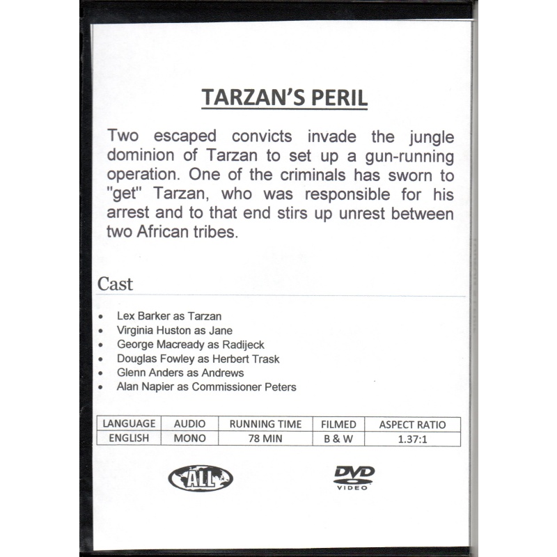 TARZAN'S PERIL - LEX BARKER NEW ALL REGION DVD