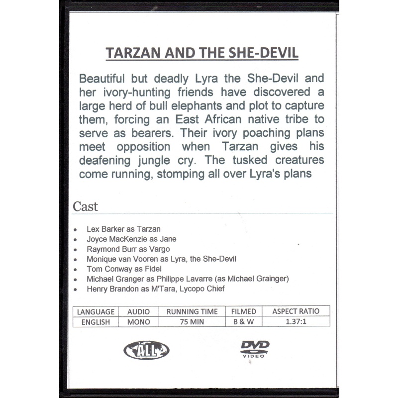 TARZAN AND THE SHE DEVIL - LEX BARKER NEW ALL REGION DVD