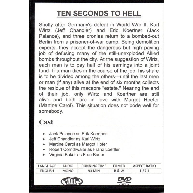 TEN SECONDS TO HELL - JEFF CHANDLER NEW ALL REGION DVD