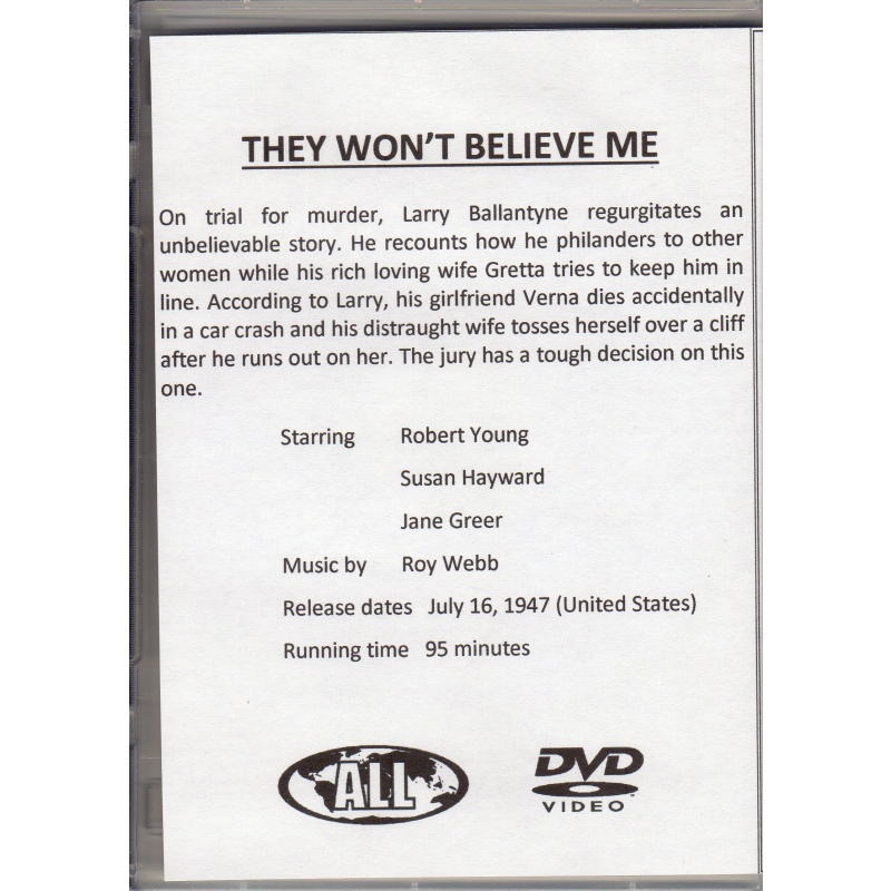 THEY WON&#039;T BELIEVE ME - ROBERT YOUNG AND SUSAN HAYWOOD ALL REGION DVD