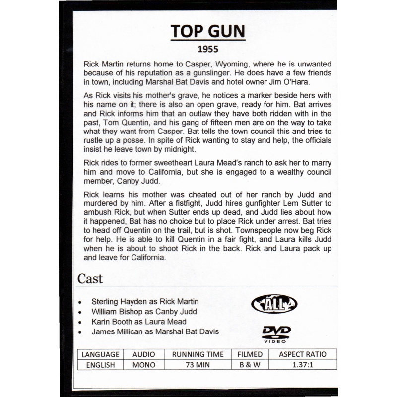 TOP GUN - STERLING HAYDEN ALL REGION DVD