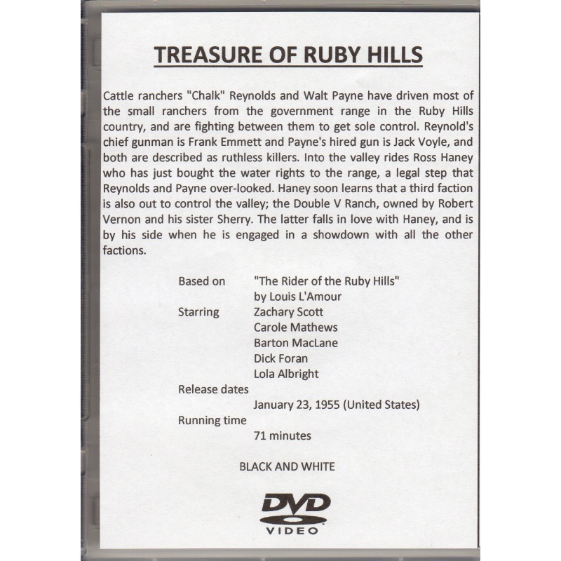 TREASURE OF RUBY HILLS - ZACHARY SCOTT ALL REGION DVD