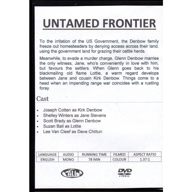 UNTAMED FRONTIER - JOSEPH COTTON & SCOTT BRADY ALL REGION DVD