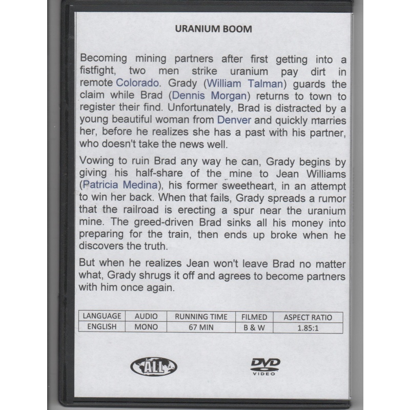 URANIUM BOOM - DENNIS MORGAN  ALL REGION DVD