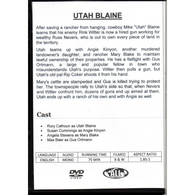 UTAH BLAINE - RORY CALHOUN ALL REGION DVD