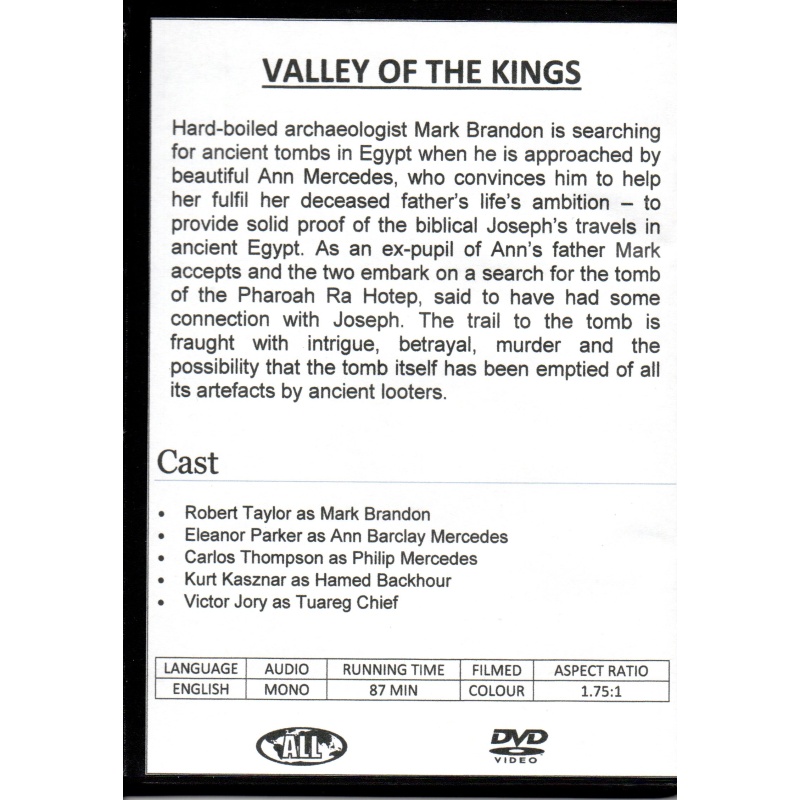 VALLEY OF THE KINGS - ROBERT TAYLOR & ELEANOR PARKER  ALL REGION DVD