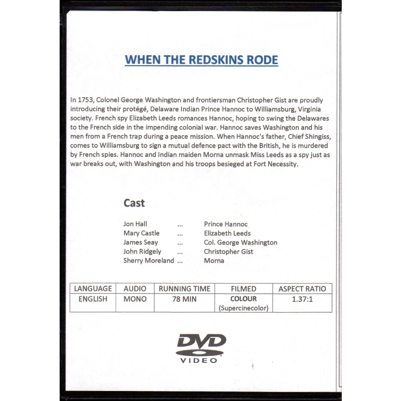 WHEN THE REDSKINS RODE - JON HALL ALL REGION DVD