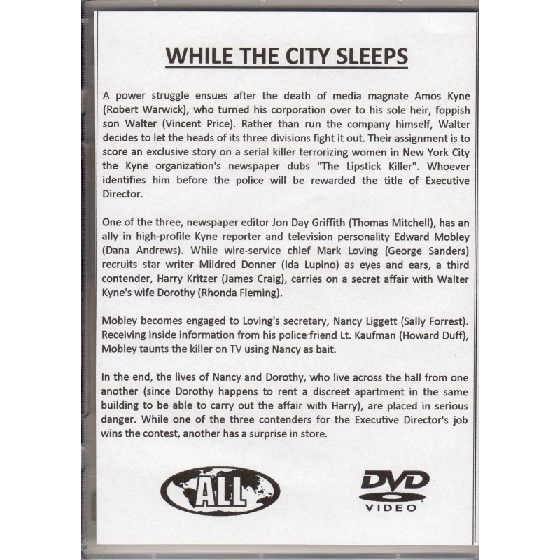 WHILE THE CITY SLEEPS - DANA ANDREWS   ALL REGION DVD
