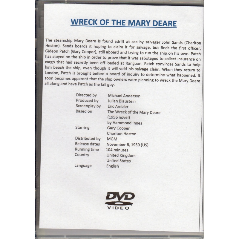 WRECK OF THE MARY DEARE -  STARRING GARY COOPER & CHARLTON HESTON ALL REGION DVD