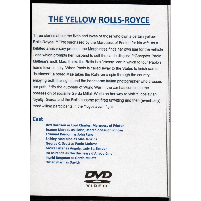 YELLOW ROLLS ROYCE - STARRING INGRID BERGMAN, REX HARRISON & OMAR SHARIF ALL REGION DVD