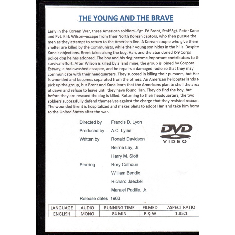 YOUNG AND THE BRAVE - STARRING RORY CALHOUN ALL REGION DVD