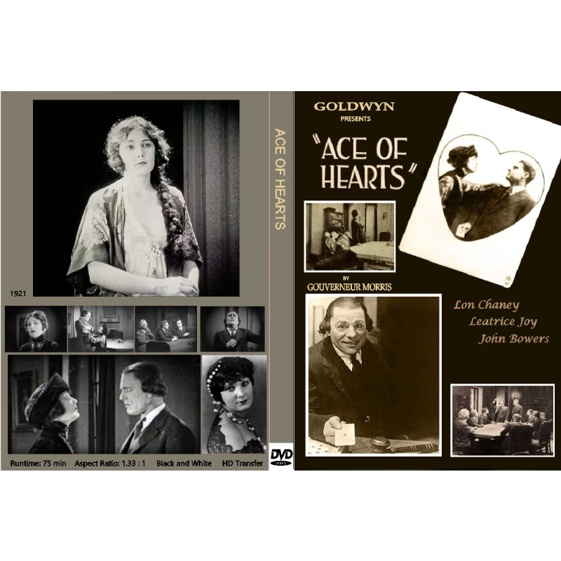 Ace Of Hearts (1921) DVD Silent Movie Lon Chaney John Bowers Leatrice Joy