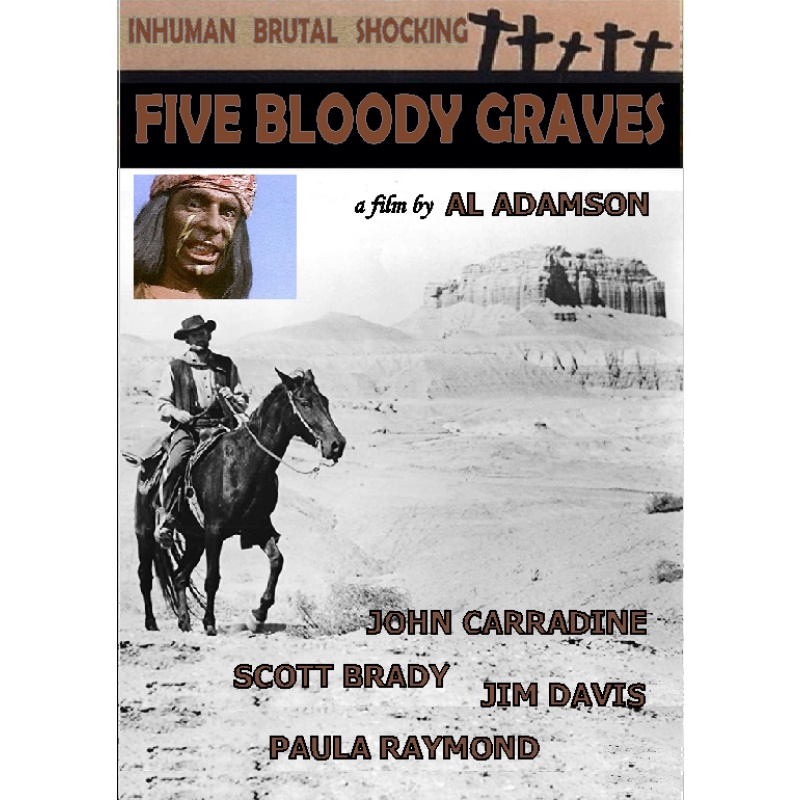 FIVE BLOODY GRAVES (1969) John Carradine Scott Brady Jim Davis