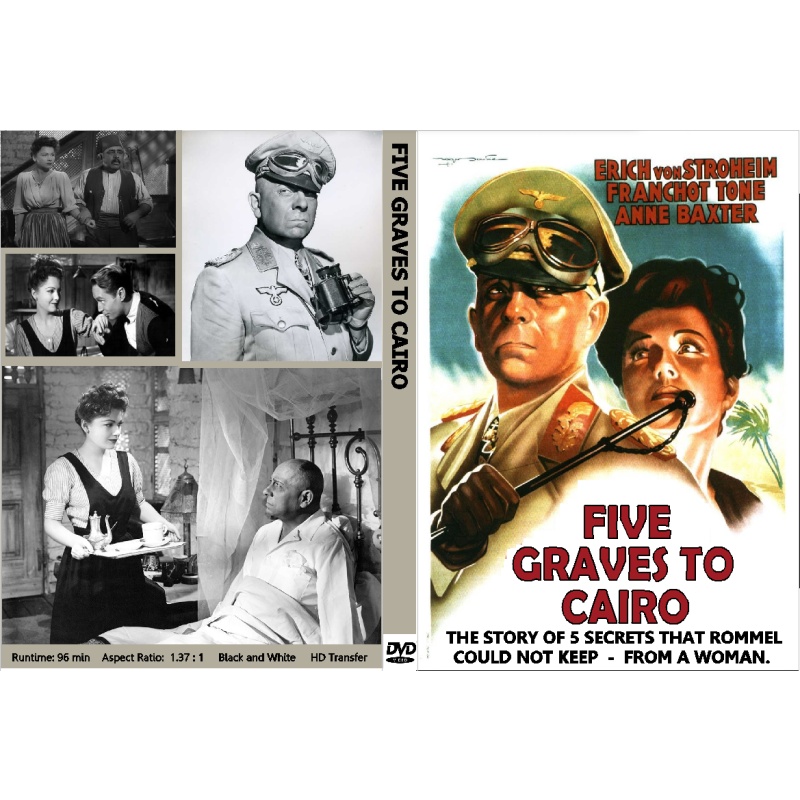 FIVE GRAVES TO CAIRO (1943) Erich Von Stroheim Anne Baxter