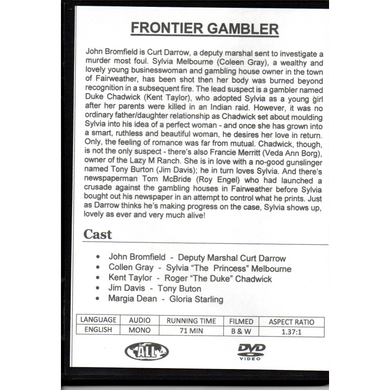 FRONTIER GAMBLER - JIM DAVIS  ALL REGION DVD