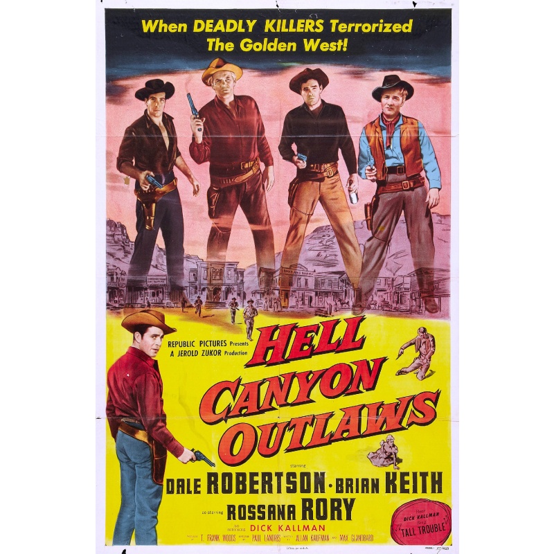 HELL CANYON OUTLAWS, Dale Robertson, Brian Keith, Rossana Rory 1957