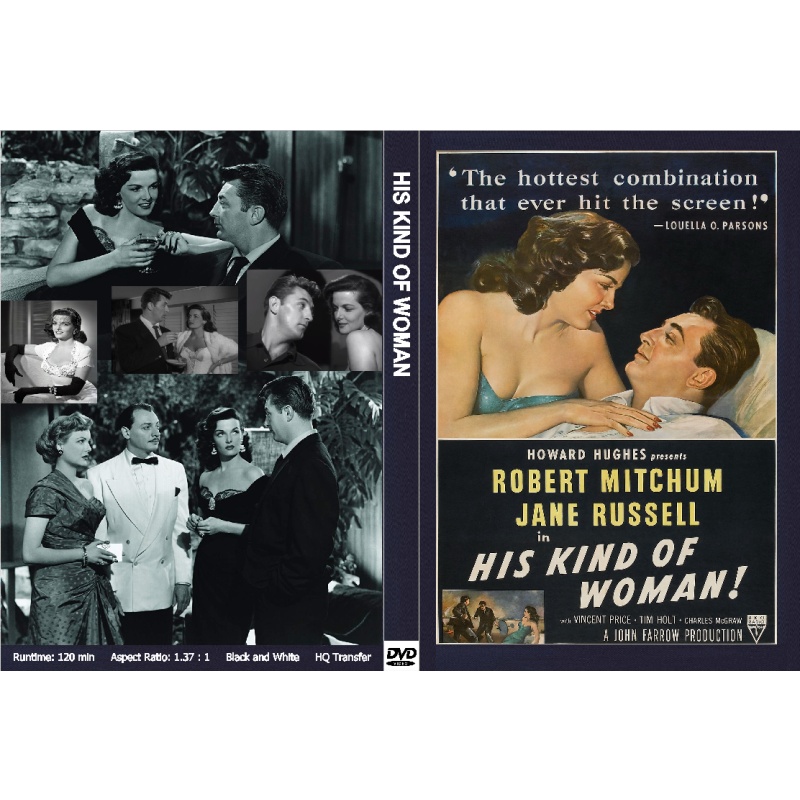 HIS KIND OF WOMAN (1951) Robert Mitchum Jane Russell Vincent Price Raymond Burr