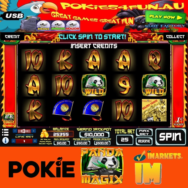 Pokies4fun: Panda Magix Golden Trains Edition PC Usb Win 10,11 Pokies Slots