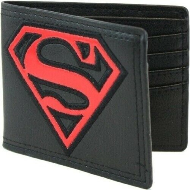 Brand New Superman Red Patent Shield Bi-fold Wallet = Licensed